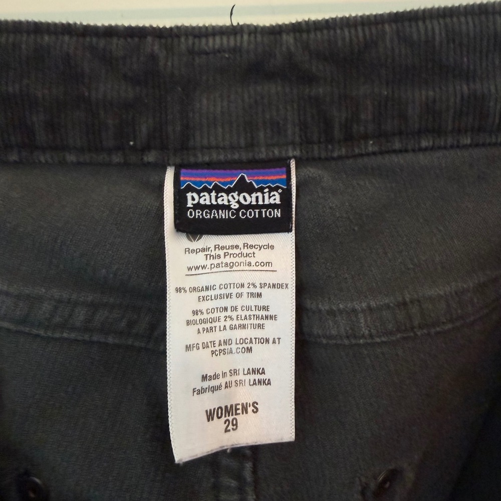 Patagonia Womens 29 Black Organic Cotton Corduroy Slim Straight Leg Pants Cords - Picture 2 of 16